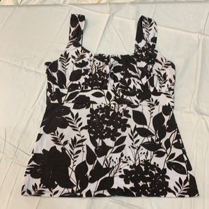 Brown & white floral tank top